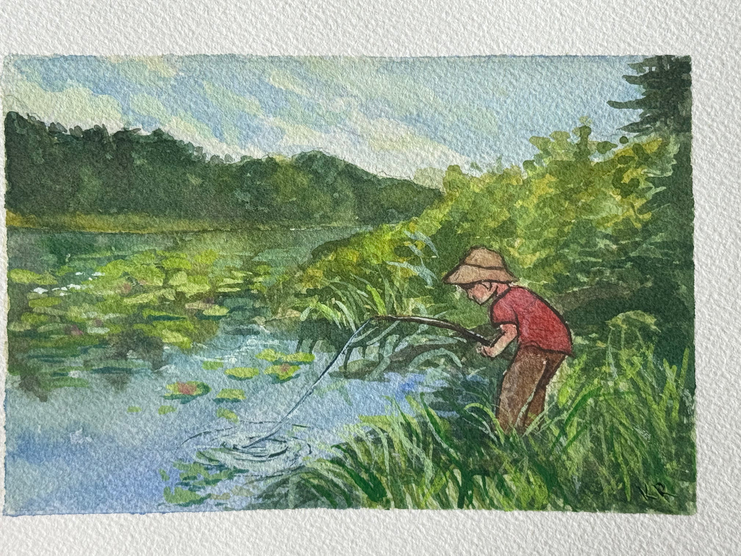 Gone Fishing 4in by 6in Watercolor