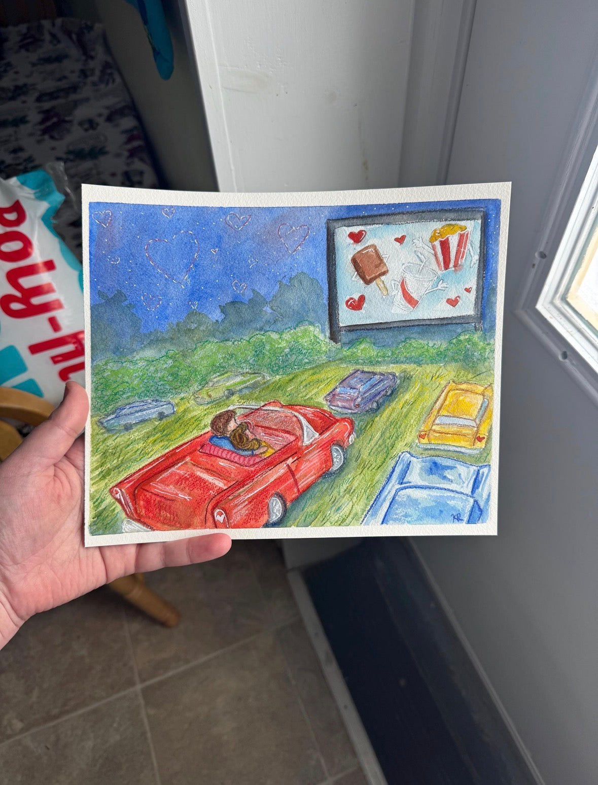 Vintage Drive Inn 8in by 10in Original