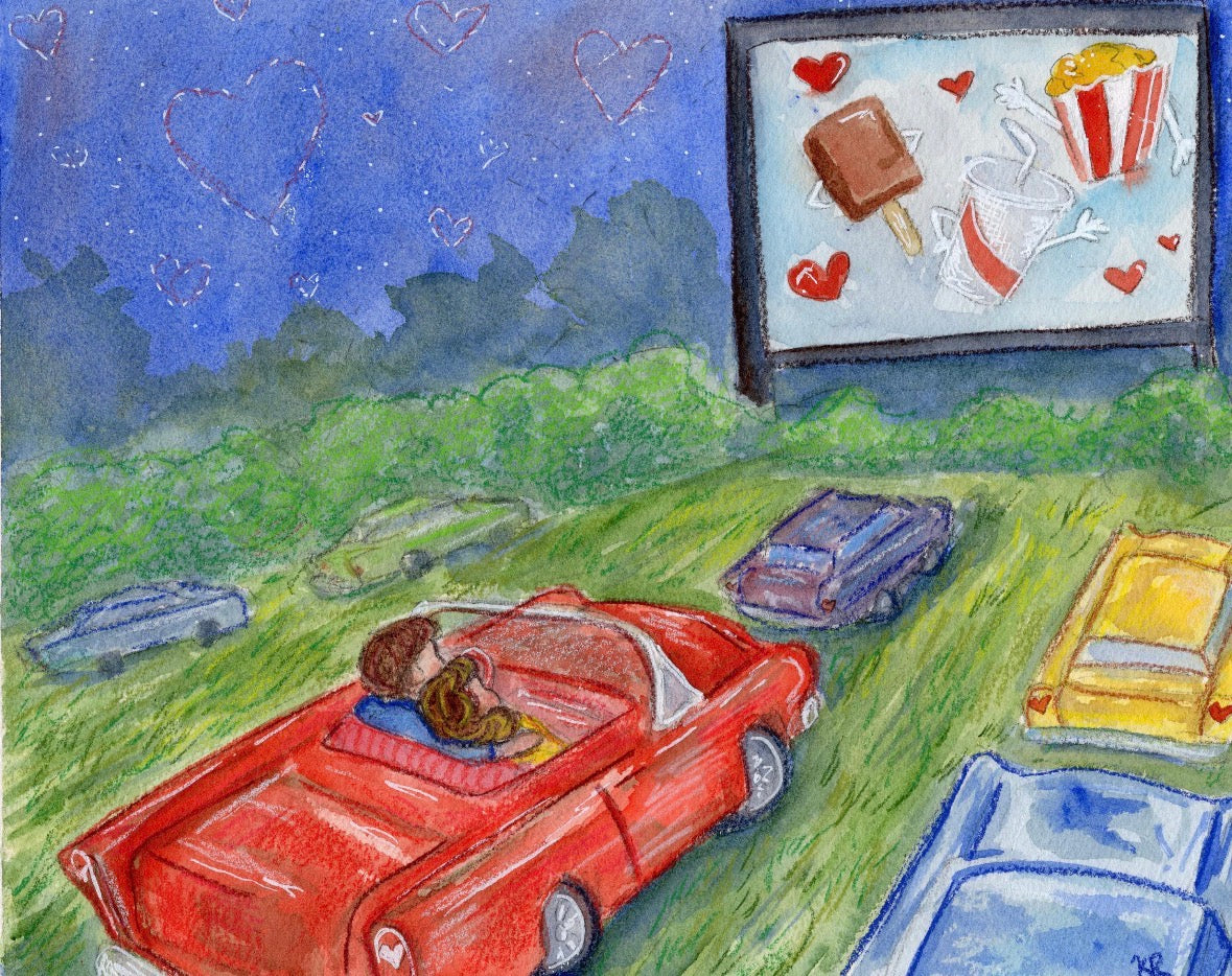 Vintage Drive Inn 8in by 10in Original