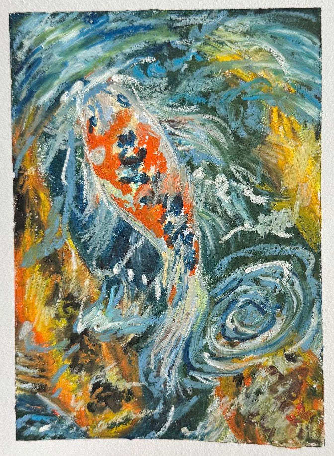 Koi Fish 5in by 7in Original